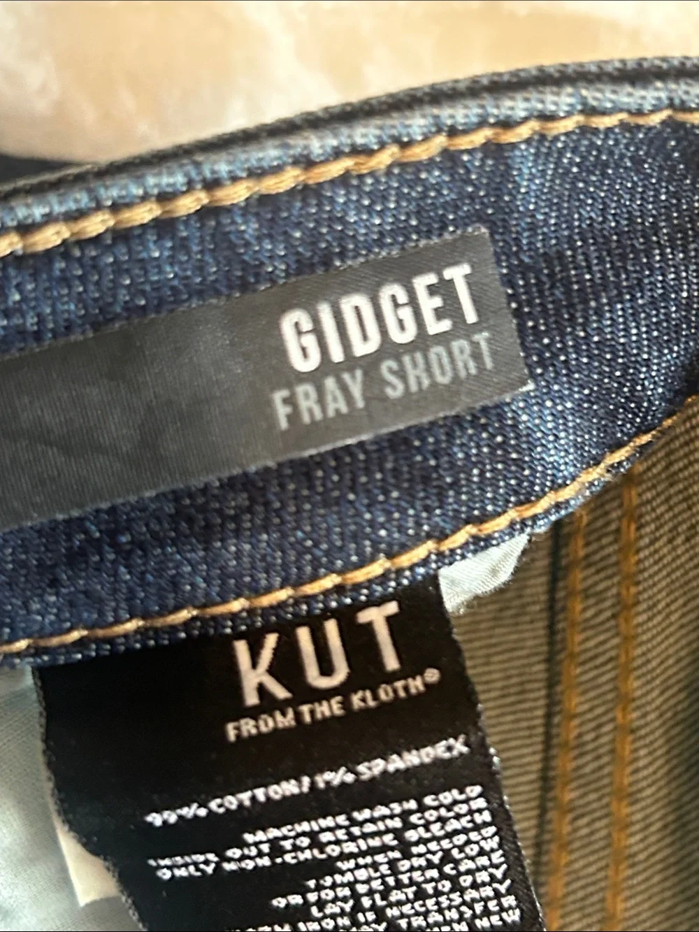 Kut from the Kloth Mid-Rise Dark Blue Gidget Fray Denim Shorts